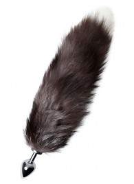 Серебристая металлическая анальная втулка с хвостом чернобурой лисы - размер S - ToyFa - купить с доставкой в Тюмени