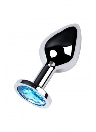 Серебристая конусовидная анальная пробка с голубым кристаллом - 8 см. - ToyFa - купить с доставкой в Тюмени