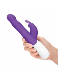 Фиолетовый тонкий вибратор-кролик с клиторальным отростком - 22 см. - Rabbit Essentials