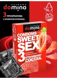 Презервативы для орального секса DOMINO Sweet Sex с ароматом клубничного коктейля  - 3 шт. - Domino - купить с доставкой в Тюмени