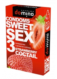 Презервативы для орального секса DOMINO Sweet Sex с ароматом клубничного коктейля  - 3 шт. - Domino - купить с доставкой в Тюмени
