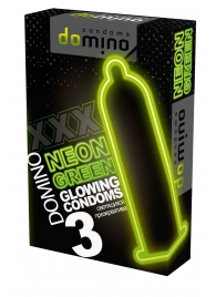 Презервативы DOMINO Neon Green со светящимся в темноте кончиком - 3 шт. - Domino - купить с доставкой в Тюмени