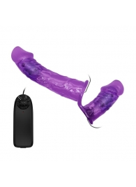 Женский фиолетовый страпон с вагинальной вибропробкой Ultra - 17,5 см. - Baile - купить с доставкой в Тюмени