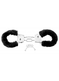 Меховые чёрные наручники Beginner s Furry Cuffs - Pipedream - купить с доставкой в Тюмени