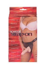 Фаллопротез женский с мошонкой SO-REAL STRAP-ON - 17,8 см. - Seven Creations - купить с доставкой в Тюмени