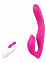 Ярко-розовый безремневой страпон REMOTE DOUBLE DIPPER - 22 см. - Dream Toys - купить с доставкой в Тюмени