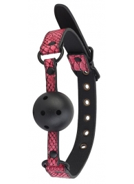 Черно-розовый кляп-шарик с отверстиями BALL GAG - Dream Toys - купить с доставкой в Тюмени