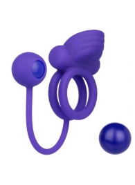 Фиолетовое эрекционное кольцо с утяжелителем Silicone Rechargeable Dual Rockin Rim Enhancer - California Exotic Novelties - в Тюмени купить с доставкой