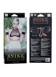 Черные мягкие наручники Entice French Cuffs с цепью - California Exotic Novelties - купить с доставкой в Тюмени