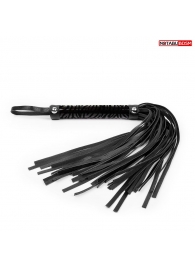 Черная гладкая плеть-флоггер с ручкой - 40 см. - Notabu - купить с доставкой в Тюмени