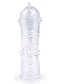 Прозрачная закрытая насадка на пенис с шипиками - 12,5 см. - Sex Expert - в Тюмени купить с доставкой