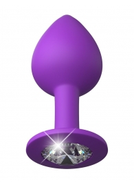 Фиолетовая анальная пробка со стразом Her Little Gem Medium Plug - 8,3 см. - Pipedream - купить с доставкой в Тюмени