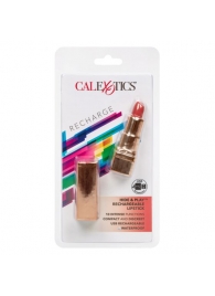 Золотистый вибратор-помада с красным мягким кончиком Hide   Play Rechargeable Lipstick - California Exotic Novelties - купить с доставкой в Тюмени