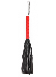 Черная многохвостая плеть-флоггер с красной ручкой - 40 см. - Notabu - купить с доставкой в Тюмени