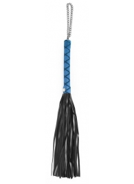 Черная многохвостая плеть-флоггер с синей ручкой - 40 см. - Notabu - купить с доставкой в Тюмени