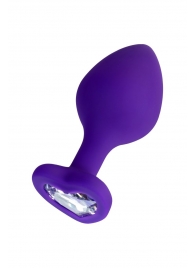 Фиолетовая анальная втулка Diamond Heart с прозрачным кристаллом - 8 см. - ToyFa - купить с доставкой в Тюмени