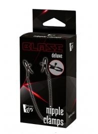 Черные зажимы на соски на цепочке BLAZE DELUXE NIPPLE CLAMPS - Dream Toys - купить с доставкой в Тюмени