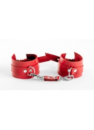 Красные наручники из натуральной кожи - БДСМ Арсенал - купить с доставкой в Тюмени