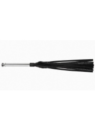 Черная многохвостая плеть с металлической ручкой - 44 см. - Джага-Джага - купить с доставкой в Тюмени