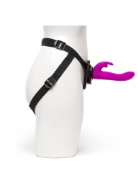 Лиловый страпон Rechargeable Vibrating Strap-On Harness Set - 17,6 см. - Happy Rabbit - купить с доставкой в Тюмени