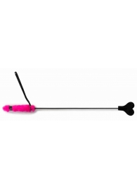 Черный стек с сердцем и розовой ручкой - 61 см. - Джага-Джага - купить с доставкой в Тюмени