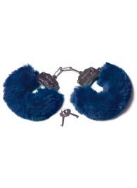 Шикарные темно-синие меховые наручники с ключиками - Le Frivole - купить с доставкой в Тюмени
