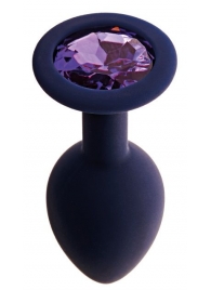 Черничная анальная пробка с фиолетовым кристаллом Gamma M - 8,1 см. - Le Frivole - купить с доставкой в Тюмени