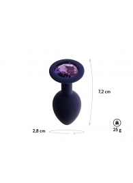 Черничная анальная пробка с фиолетовым кристаллом Gamma S - 7,2 см. - Le Frivole - купить с доставкой в Тюмени