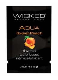 Лубрикант с ароматом спелого персика WICKED AQUA Sweet Peach - 3 мл. - Wicked - купить с доставкой в Тюмени
