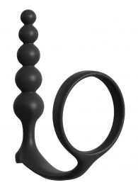 Черная анальная цепочка с эрекционным кольцом Ass-gasm Cockring Anal Beads - Pipedream - в Тюмени купить с доставкой