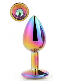 Голографическая анальная втулка с радужным кристаллом - 7,1 см. - Dream Toys - купить с доставкой в Тюмени