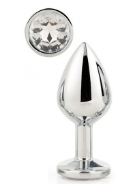 Серебристая анальная втулка с прозрачным кристаллом - 7,1 см. - Dream Toys - купить с доставкой в Тюмени