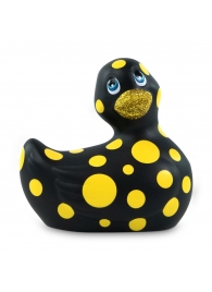 Черный вибратор-уточка I Rub My Duckie 2.0 Happiness в жёлтый горох - Big Teaze Toys - купить с доставкой в Тюмени
