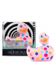 Розовый вибратор-уточка I Rub My Duckie 2.0 Happiness в разноцветный горох - Big Teaze Toys - купить с доставкой в Тюмени