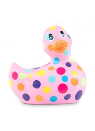 Розовый вибратор-уточка I Rub My Duckie 2.0 Happiness в разноцветный горох - Big Teaze Toys - купить с доставкой в Тюмени