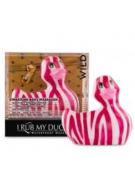 Вибратор-уточка I Rub My Duckie 2.0 Wild с розово-белым анималистическим принтом - Big Teaze Toys - купить с доставкой в Тюмени