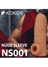 Телесная открытая насадка-реалистик с подхватом мошонки Nude Sleeve M - 12 см. - KOKOS - в Тюмени купить с доставкой