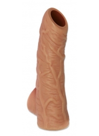 Телесная открытая насадка-реалистик с подхватом мошонки Nude Sleeve M - 12 см. - KOKOS - в Тюмени купить с доставкой