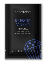 Лубрикант на водной основе с ароматом черничного маффина Wicked Aqua Blueberry Muffin - 3 мл. - Wicked - купить с доставкой в Тюмени