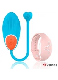 Голубое виброяйцо с нежно-розовым пультом-часами Wearwatch Egg Wireless Watchme - DreamLove