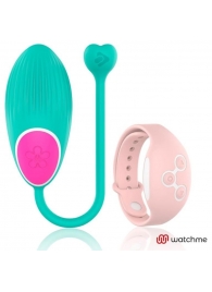 Зеленое виброяйцо с нежно-розовым пультом-часами Wearwatch Egg Wireless Watchme - DreamLove