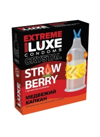 Стимулирующий презерватив  Медвежий капкан  с ароматом клубники - 1 шт. - Luxe - купить с доставкой в Тюмени