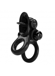Черное эрекционное кольцо с подхватом мошонки и стимулятором клитора Passionate Ring - Baile - в Тюмени купить с доставкой