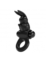 Черное эрекционное кольцо со стимулятором клитора в виде кролика Exciting ring - Baile - в Тюмени купить с доставкой