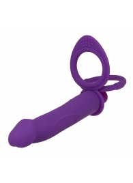 Фиолетовая вибронасадка для двойного проникновения с 2 эрекционными кольцами - 12,7 см. - OYO - купить с доставкой в Тюмени