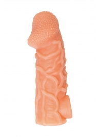 Телесная закрытая насадка с венками Cock Sleeve Size M - 15,6 см. - KOKOS - в Тюмени купить с доставкой