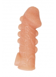 Телесная закрытая насадка с шишечками Cock Sleeve Size M - 15,6 см. - KOKOS - в Тюмени купить с доставкой