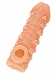 Телесная закрытая насадка с пучками шишечек Cock Sleeve Size L - 17,6 см. - KOKOS - в Тюмени купить с доставкой