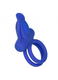 Синее перезаряжаемое эрекционное кольцо Silicone Rechargeable Dual Pleaser Enhancer - California Exotic Novelties - в Тюмени купить с доставкой
