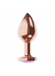 Пробка цвета розового золота с фиолетовым кристаллом Diamond Amethyst Shine S - 7,2 см. - Lola Games - купить с доставкой в Тюмени